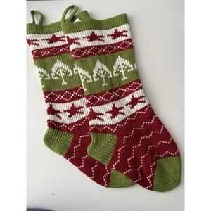 “Set 2 Knit Christmas Stockings Red Green Holiday Decor 20–21 inch”